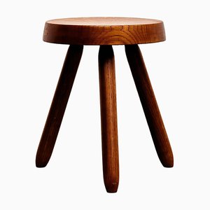 Mid-Century Modern Wood Tripod Stool in the style of Charlotte Perriand & Le Corbusier, 1950s