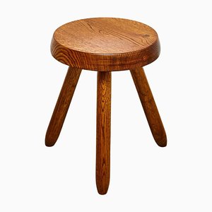 Mid-Century Modern Wood Tripod Stool in the style of Charlotte Perriand & Le Corbusier, 1950s