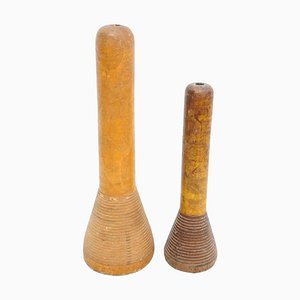 Rustic Wooden Spools of Thread, 1930, Set of 2