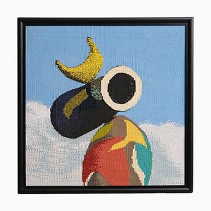 Tapiz de mujer y pájaro al estilo de Joan Miró, 1960