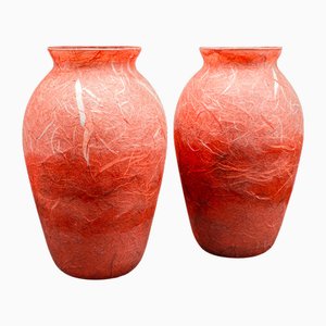 English Art Glass Flower Vases, Set of 2