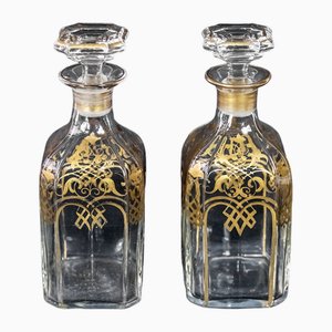Antique Napoleon III Baccarat Crystal Square Decanters, Set of 2