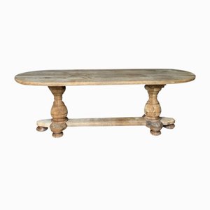 French Monastery Bleached Oak Dining Table, 1925