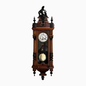 Antique Edwardian Carved Walnut Wall Clock, Vienna, 1900