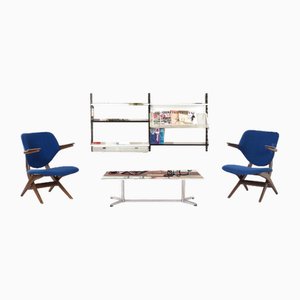Pilastro Wall Rack, Pelican Chairs & Denisco Coffee Table by Louis Van Teeffelen