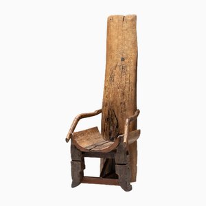 19th Century Brutalist Monoxylite Throne Chair, France