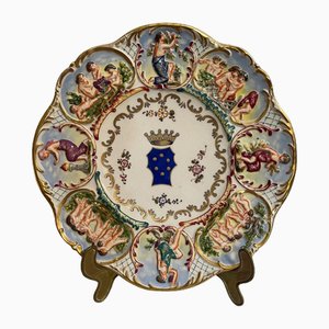 Assiette en Céramique Travaillée et Décorée de Capodimonte, 19e-20e Siècle