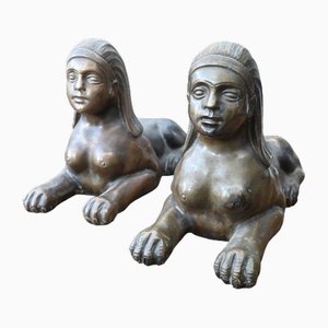 Große Sphinx-Statuen aus Bronze, 2er Set