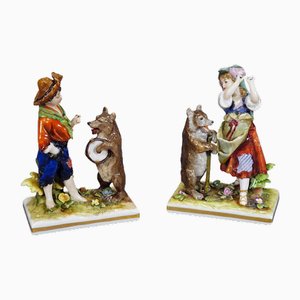 Volkstedt Porcelain Figurines Children with Bears, 1890s, Set of 2