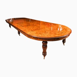 Vintage 20th Century Floral Marquetry Burr Walnut Dining Table, 1980s