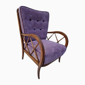 Lilac-Colored Velvet Armchair by Paolo Buffa, 1950s