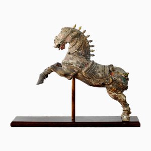 Caballo Vahanna hindú de madera, década de 1890