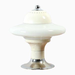 Lámpara de mesa era espacial de cromo y opalino, años 60