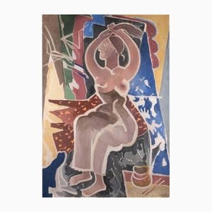 Carl Theodor Protzen, Female Figure, Oil on Board