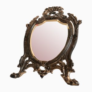 Specchio vintage Pavot smussato con cornice in metallo argentato