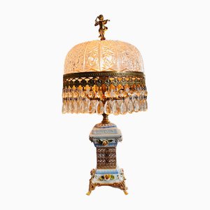 Französische Vintage Porzellan Lampe