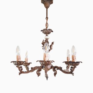 Vintage Chandelier with Marble and Brass