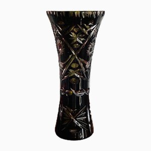 Vintage Bohemian Kristall Vase in Lila, 1950er