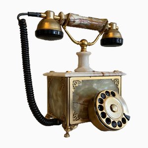Telefono da scrivania vintage in marmo e onice