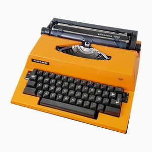 Vintage Orange Typewriter Adler Gabriele 2000, Western Germany