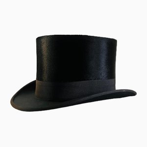 Sombrero de copa negro de seda para caballeros vintage en caja original