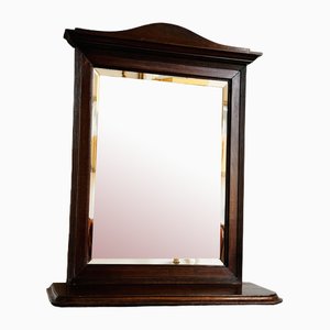 Vintage Wooden Beveled Crystal Mirror with Shelf