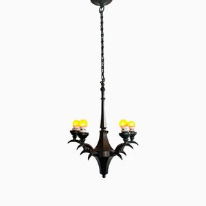 Lámpara de araña gótica de cobre con 5 luces