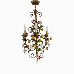 French Chandelier with Porcelain Roses