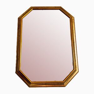 Abgeschrägter Vintage Spiegel mit Holzrahmen in Goldfarben