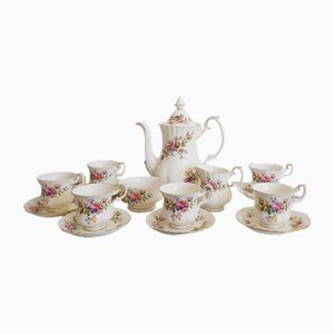 Vintage Moss Rose Porcelain Set from Royal Albert, England, Set of 6