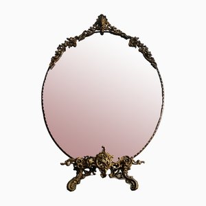 Specchio grande ovale in ottone