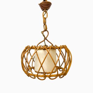 Bamboo & Rattan Pendant Lamp by Louis Sognot, France, 1960s
