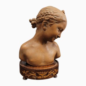 Sculpture Bust of Girl, 1940s, Terracotta