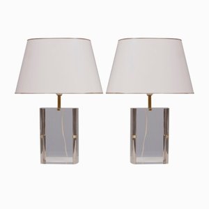 Hollywood Regency Acrylic Glass Table Lamps, Italy, 1970s, Set of 2