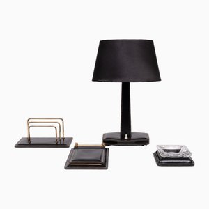 Stich Leather Desk Set from Atelier Matégot, 1950s, Set of 4