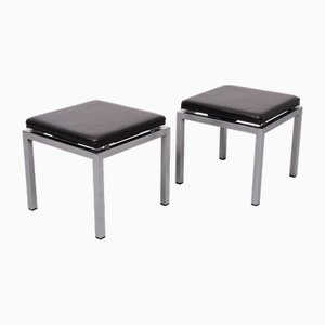 Modernistic Leather Stools attributed to Jules Wabbes, 1960s, Set of 2