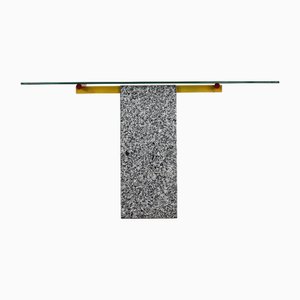 Console Table in Granite Lacquered Metal and Glass, 1990s