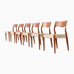 Fristho Dining Chairs #71 in Teak by Fristho Franeker for J.L. Moller Mobelfabrik, the Netherlands, 1960s, Set of 6