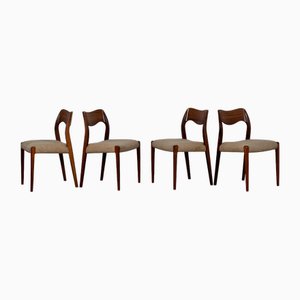 Dining Chair Model 71 in Rosewood by Niels Moller for J.L. Møllers, 1950s, Set of 4