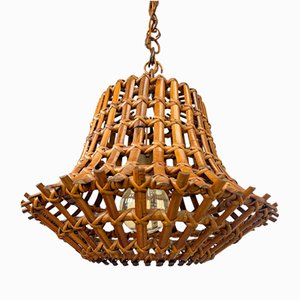 Bamboo & Rattan Pendant Lamp by Louis Sognot, France, 1960s