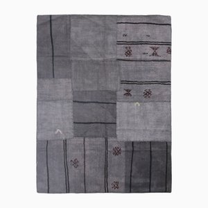 Grau & Schwarz Ästhetischer Teppich aus Hanf