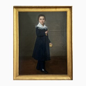 Kind bei Tasse und Ball, 1800er, Öl auf Leinwand, Gerahmt