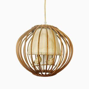 Mid-Century French Rattan Pendant Lamp in the style of Louis Sognot, 1950s
