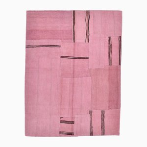 Blush Pink & Black Modern Hemp Rug