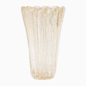 Ribbed Vase with Gold Inclusions by Archimede Seguso, 1950s