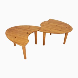 Tavolini da caffè in pino nello stile di Rainer Daumiller, Danimarca, anni '70, set di 2