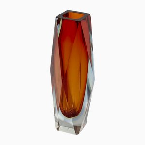 Red Murano Sommerso Faceted Vase by Alessandro Mandruzzato