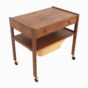 Ouvrière Scandinave en Teck et Rotin, 1960s