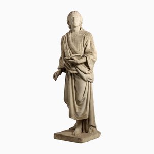 Statue de Philosophe en Marbre Blanc de Carrare
