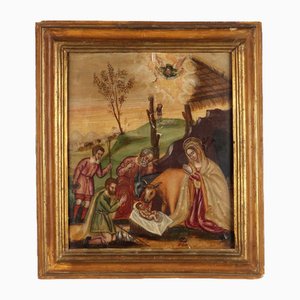 Adoración de los pastores, óleo sobre tabla, década de 1600 a 1700, enmarcado